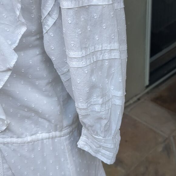 Bardot Ruffled Dress MED Babydoll Tiered Lace Pin Tucks Bridgerton Fairy - Picture 4 of 16